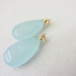 ＊Blue Jade＊ピアス＆イヤリングチャーム 1枚目の画像