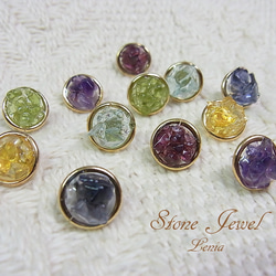 Stone Jewel チタンポストピアス＆イヤリング 1枚目の画像