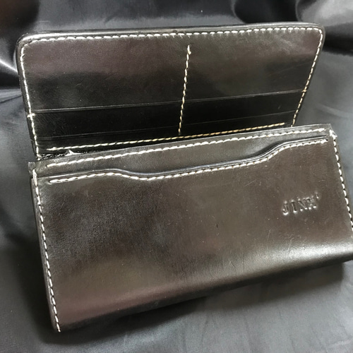 ドクロのカービングとスタッズの長財布／ウォレット☆改良版 長財布