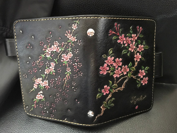 桜システム手帳レザーカービングミニ6