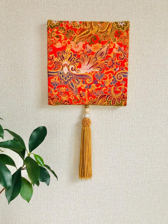 レース着物の華やき帯パネル生地　ハンドメイド 個性的なお花柄が優雅に大胆に舞う、華やかでゴージャスな着物帯生地