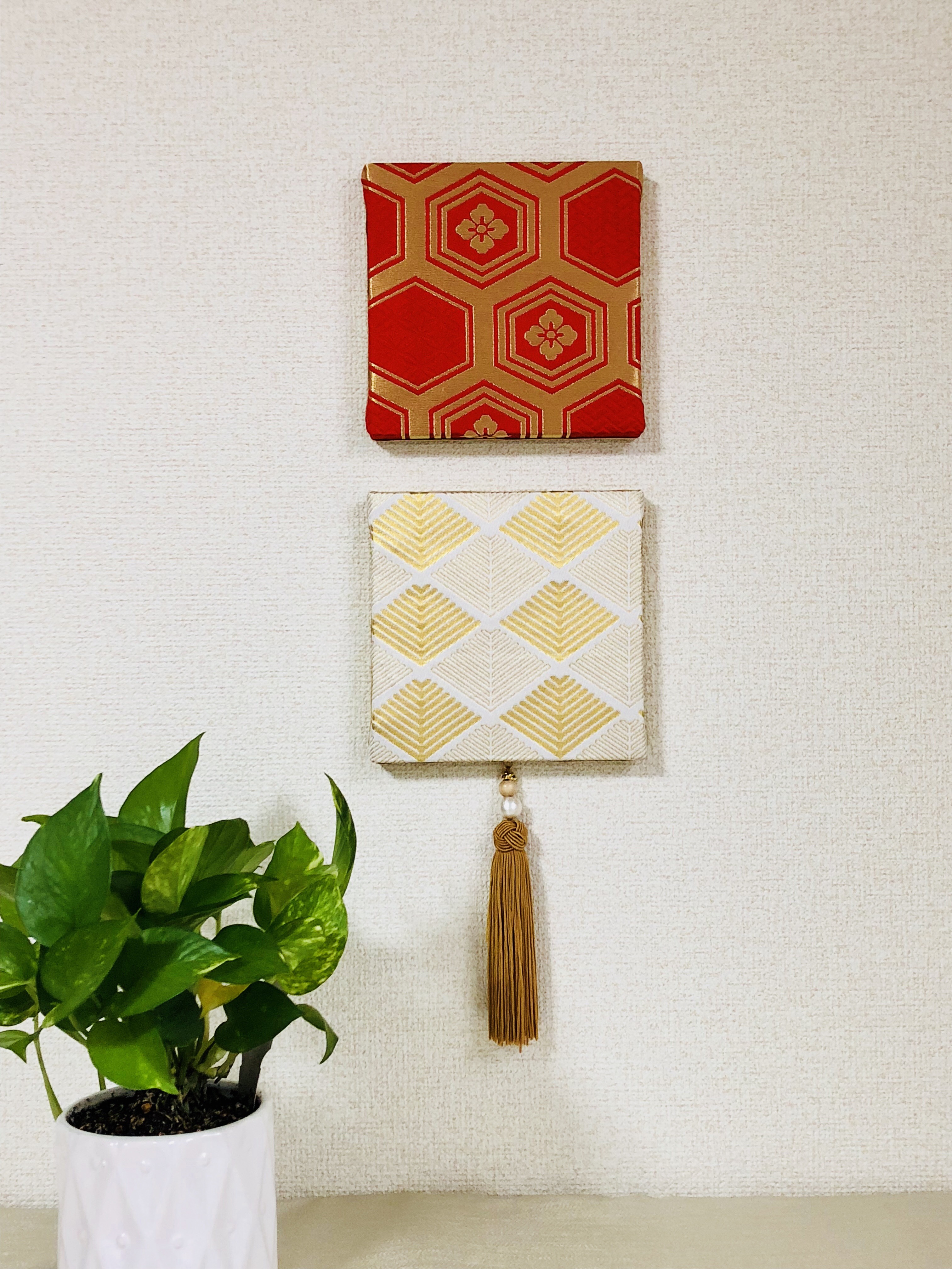 【受注製作】スタイリッシュな着物帯地のアートパネル