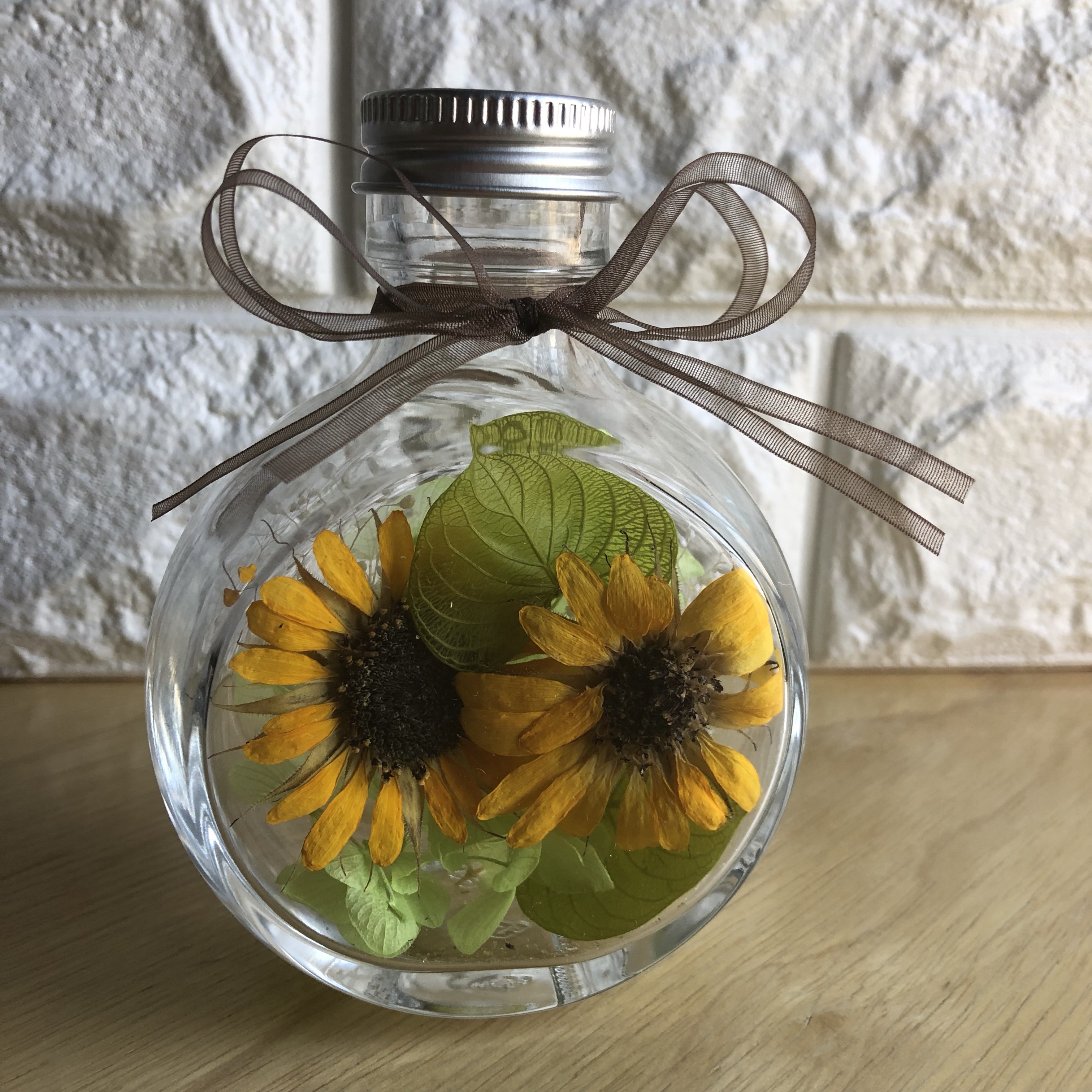 ◆ハーバリウム　341 大人グリーンのネコbottle*.:。✿*゜
