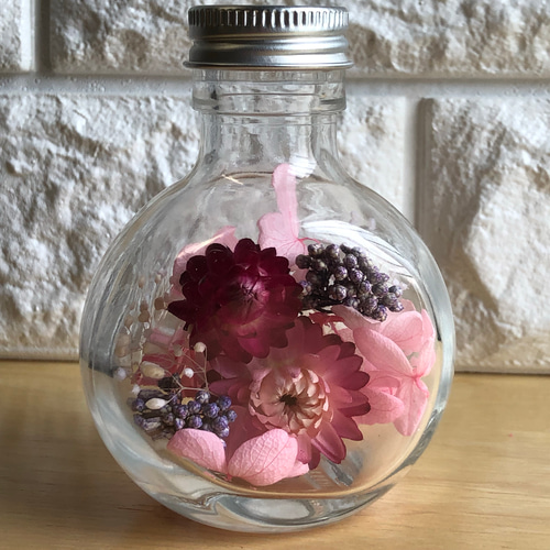 ヘリクリサムピンクのハーバリウム 2本セット