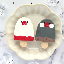 文鳥のアイスキャンディー☆イチゴミルク  ブローチ/マグネット 7枚目の画像