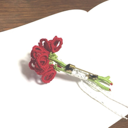 花束ブローチ (赤いばら) 2枚目の画像