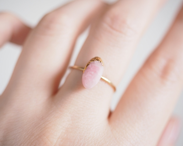 14kgf石製戒指粉紅色（中橢圓形） 第4張的照片