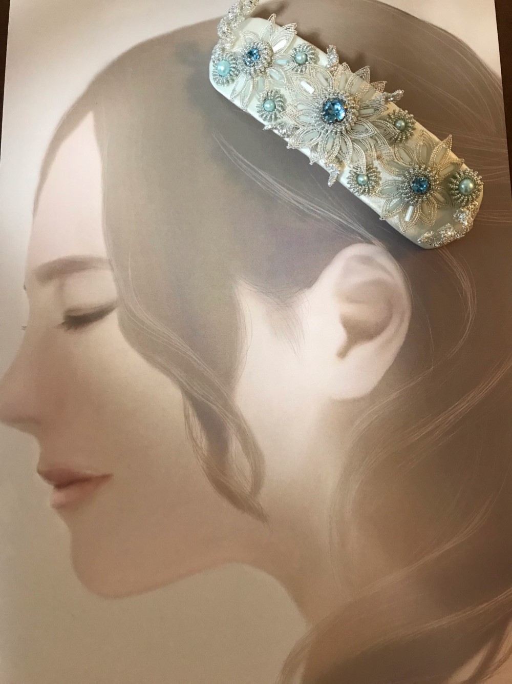 ウエディングヘッドドレス　ライトブルーヘッドドレス　「Love&splennder」ワイヤアート