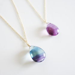 ♢六花様♢K18 大粒フローライト ネックレスチャーム ペンダント