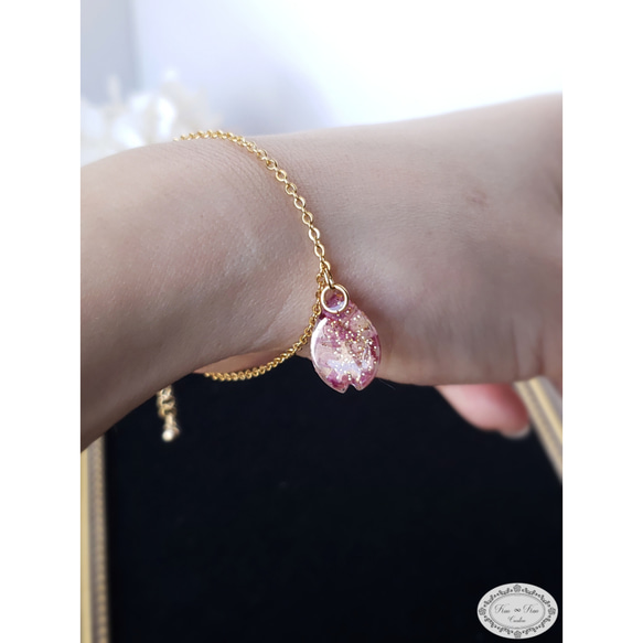 桜 Petal(花びら) × gold bracelet（※アジャスター調節付き） 5枚目の画像