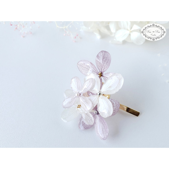 《再販》紫陽花のポニーフック　Lavender × White 2枚目の画像