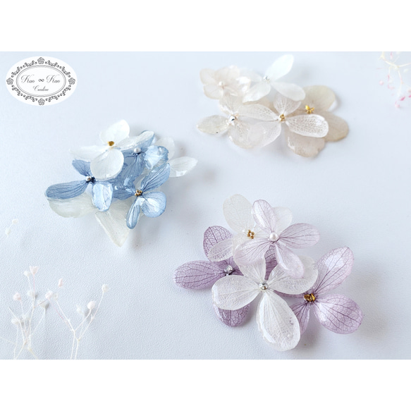 《再販》紫陽花のポニーフック　Lavender × White 6枚目の画像