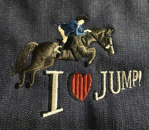 【名入れ可能】馬柄刺繍ビッグトート♡I LOVE JUMP 3枚目の画像