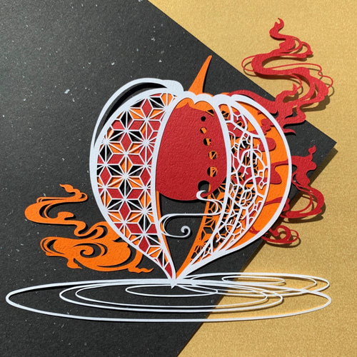 50%off〈原画・額装〉睡蓮の切り絵（43.5×55.2cm） - 色李画廊
