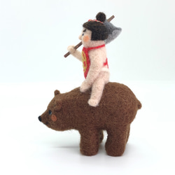 羊毛フェルトのお人形　金太郎と熊　端午の節句 2枚目の画像