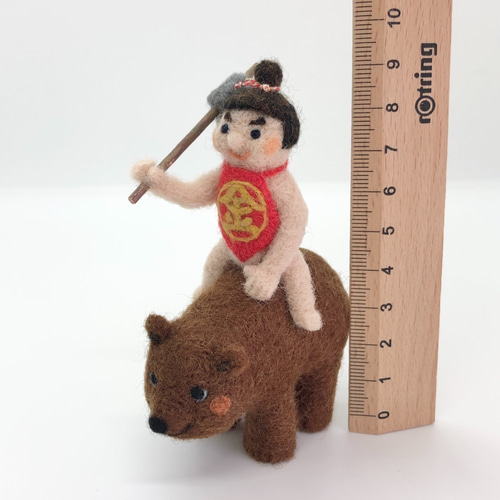 羊毛フェルトのお人形 金太郎と熊 端午の節句 羊毛フェルト たんぽぽ
