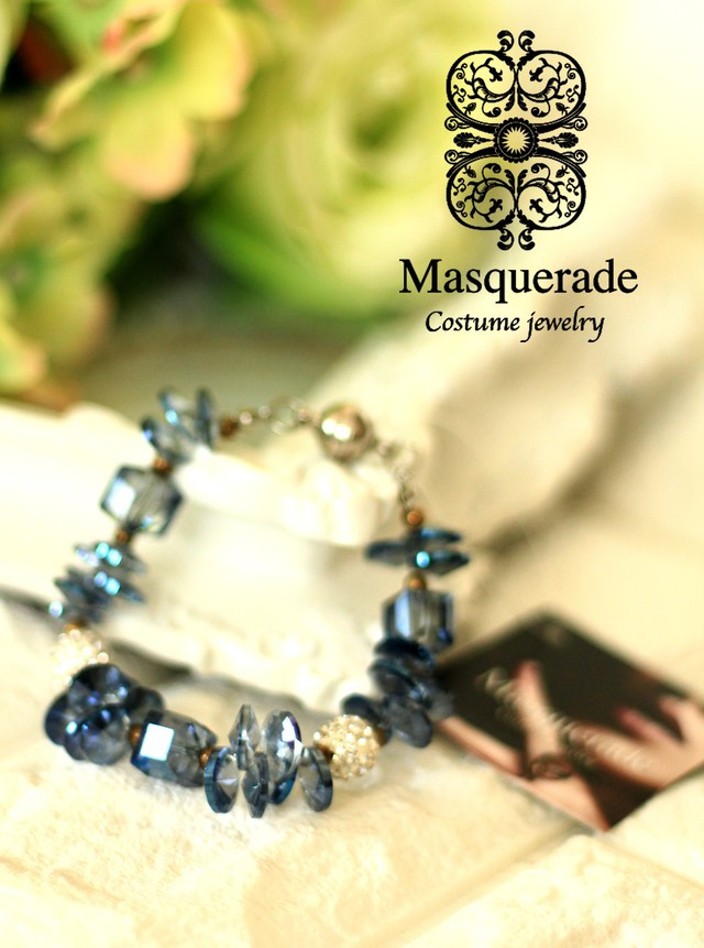 【送料無料】ブレスレット　オーロラフラワーブルー B-4