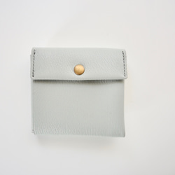 フランスレザー　ミニ財布　　アルランシュリー　グレー　真鍮ホック 1枚目の画像