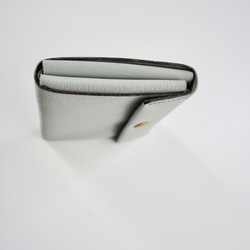 フランスレザー　ミニ財布　　アルランシュリー　グレー　真鍮ホック 3枚目の画像