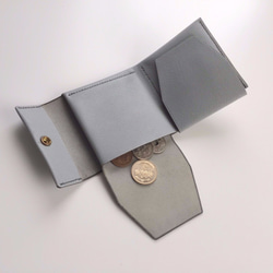 フランスレザー　ミニ財布　　アルランシュリー　グレー　真鍮ホック 7枚目の画像
