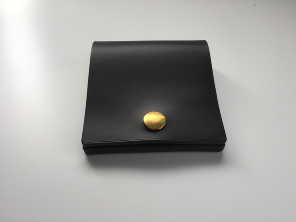 受注後製作品　送料無料　ミニ財布　アメリカレザー　クロムエクセル　真鍮ホック 3枚目の画像