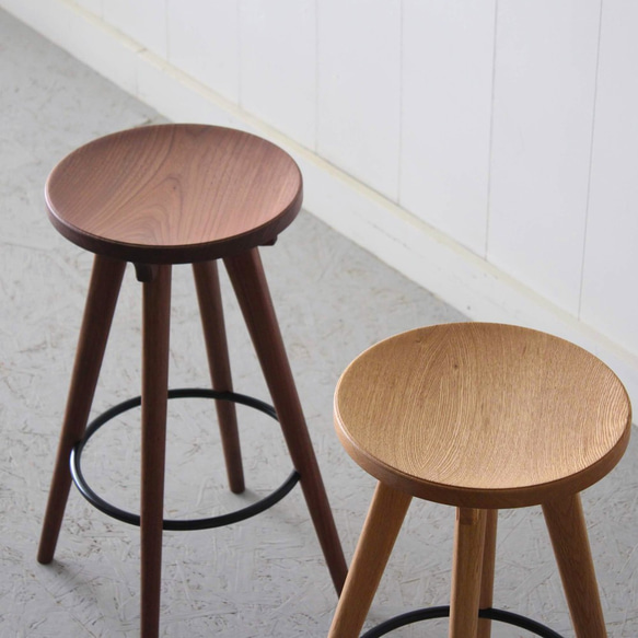 ハイスツール　（MOOTHシリーズ）/当店限定/ふるさと納税返礼品/北海道産ナラ材/モダン/デザイン/おしゃれ/木製 