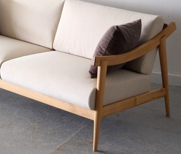 3人掛けアーム（アームレス）ソファ（MOOTHシリーズ）/当店限定/北海道産ナラ材/ウォールナット材も可能/木製 MOOTHシリーズ 　　　　