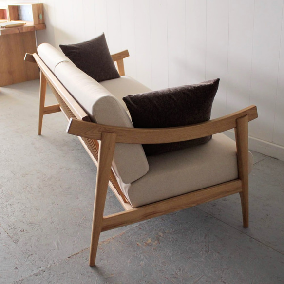 3人掛けアーム（アームレス）ソファ（MOOTHシリーズ）/当店限定/北海道産ナラ材/ウォールナット材も可能/木製 MOOTHシリーズ 　　　　