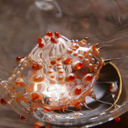 ガラスのサンキャッチャーオーナメント雲丹球オレンジ（アリストテレスの提灯入り） 6枚目の画像