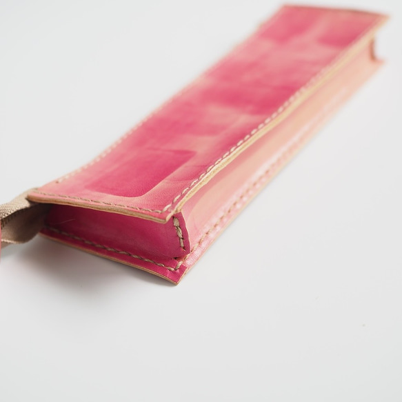 牛革のボックス型のペンケース【ピンク001】 7枚目の画像