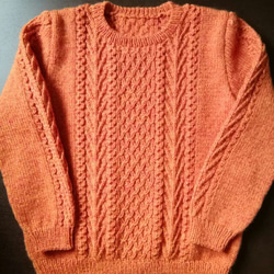 　アラン模様の手編みセーター 1枚目の画像