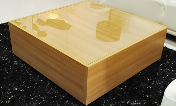 日本製・国産・正方形・ガラストップ収納付センターテーブル・未使用・アウトレット展示品 机・デスク Q2609323847(20148円)