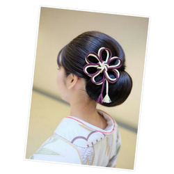 【カラーオーダー】花結びかんざし /成人式 着物ヘア 振袖ヘア 袴 帯飾り 5枚目の画像