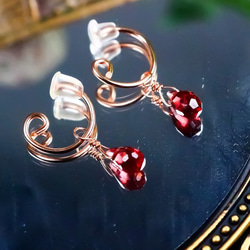 Creema限定】［イヤリング］14kgf ピンクゴールド ガーネット／ピアス