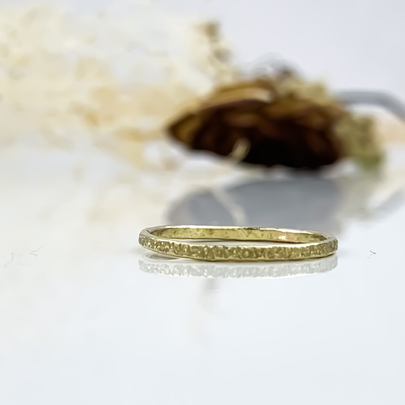 Brass Ring     1.2mm  キラキラ槌目リング（真鍮） 3枚目の画像