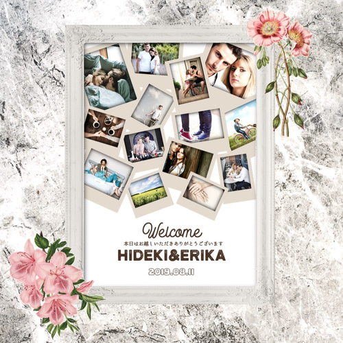 オリジナルウェルカムボード縦【ポラロイド風】ポスター印刷A4/A3