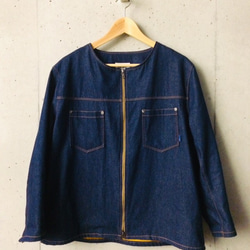 NOCOLLAR DENIM JACKET ※受注製作 1枚目の画像