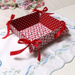 ☆カルトナージュ リボントレイ レッドL☆ その他インテリア雑貨  