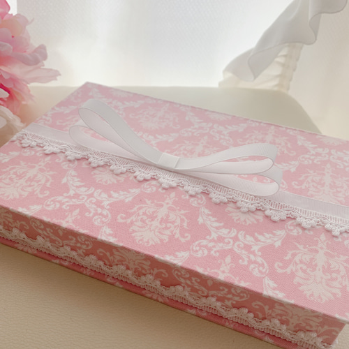 カルトナージュジュエリーBOX(大) ☆カルトナージュ ジュエリーBOX大 ピンクダマスク☆ その他