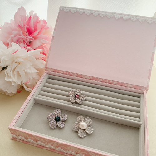 カルトナージュジュエリーBOX(大) ☆カルトナージュ ジュエリーBOX大 ピンクダマスク☆ その他