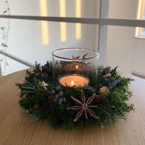 再販 小さなクリスマスキャンドルホルダー (キャンドルリース) ティー  