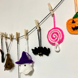ハロウィン飾り　手編みガーランド(９個セット) 6枚目の画像