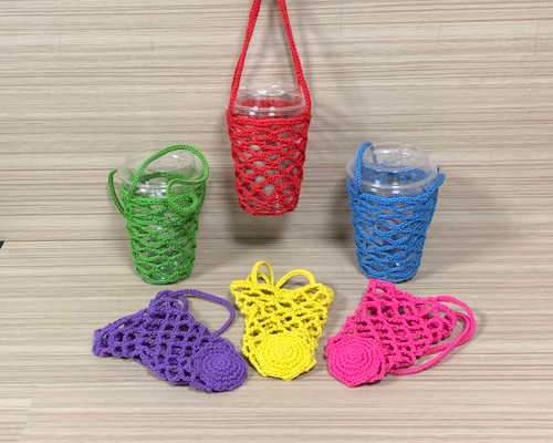 ネット編みドリンクホルダー カップホルダー エコバッグ ティクアウト