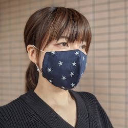 冬服に似合う刺繍がかわいい立体マスク(星柄)シルクマスク/ガーゼマスク 8枚目の画像