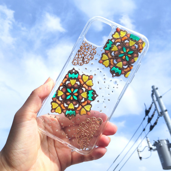 【全機種対応】ビタミンカラーのキラキラカラフルなステンドグラス風スマートフォンケース　iPhoneケース/アンドロイド 5枚目の画像