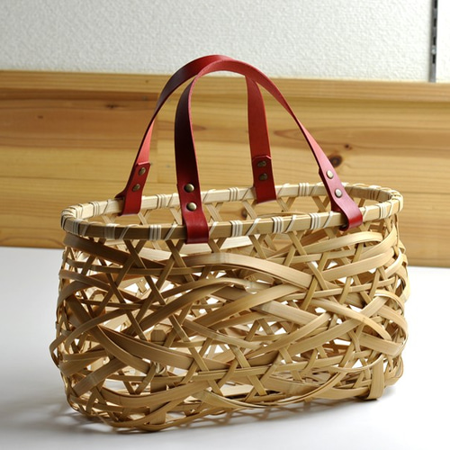 お取り寄せ】 竹カゴ やたら編みバッグ みだれ編み 竹かごバッグ 