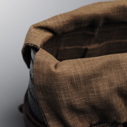 竹かごバッグ　網代編み２Ｌ低い　紐手　茶　職人手作りの竹バッグ 7枚目の画像