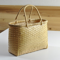 竹かごバッグ　買い物かご　マルシェカゴバッグ　職人手作りの日本製 2枚目の画像