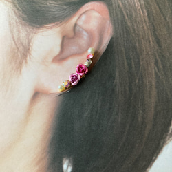 ピンクローズのイヤーカフ　片耳用 4枚目の画像