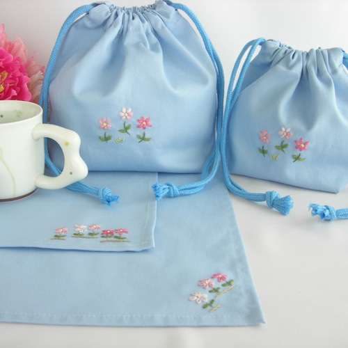 手刺繍通園おべんとうセット 雙葉学園など私立小学校受験対策